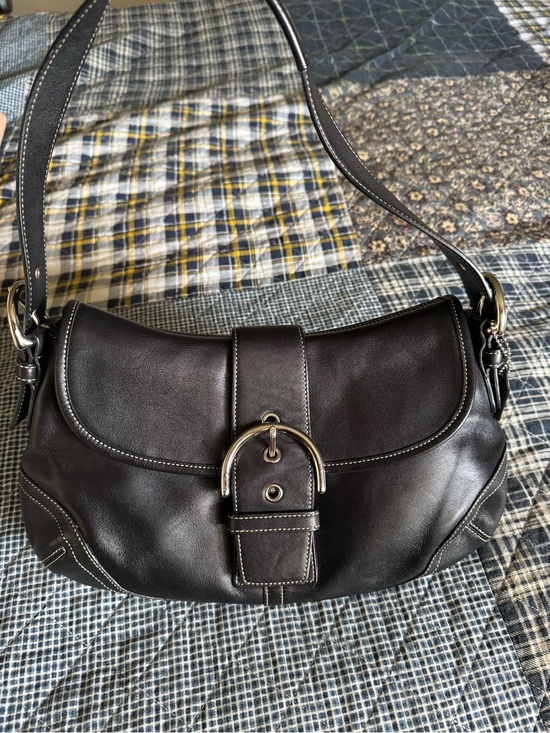 Coach Handbags - Near Mint Coach Black Leather Shoulder Saddle Bag with Buckle Detail Y2K 2000s